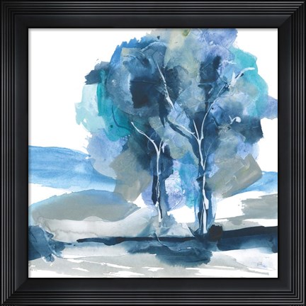 Framed Blue Impasto III Print