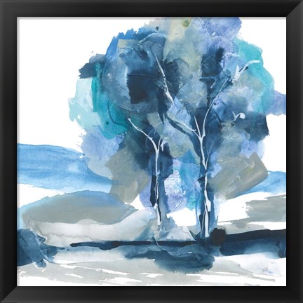 Framed Blue Impasto III Print