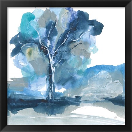 Framed Blue Impasto II Print