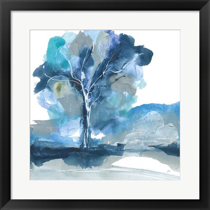 Framed Blue Impasto II Print