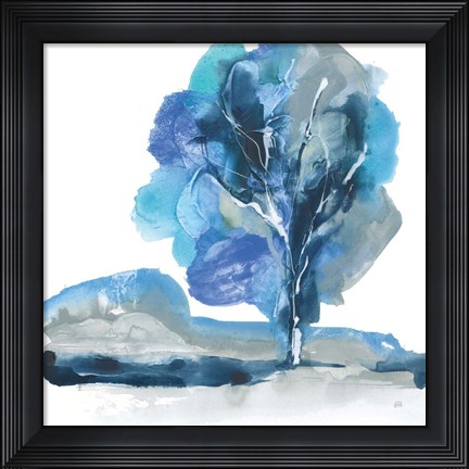Framed Blue Impasto I Print