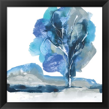 Framed Blue Impasto I Print