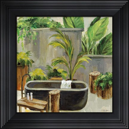 Framed Tropical Bath I Print