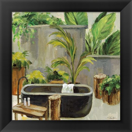 Framed Tropical Bath I Print