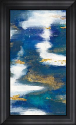 Framed Blue Texture II Gold Crop Print