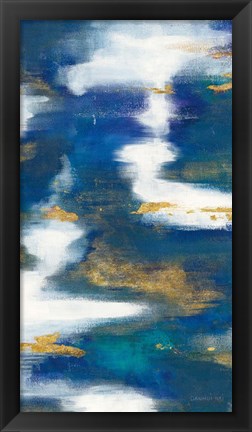 Framed Blue Texture II Gold Crop Print