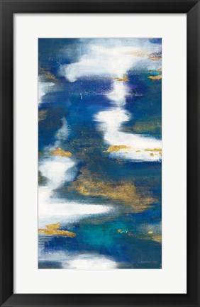 Framed Blue Texture II Gold Crop Print