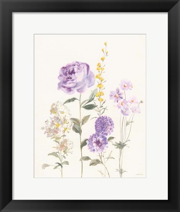 Framed Picket Fence Flowers I Pastel Print