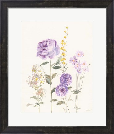 Framed Picket Fence Flowers I Pastel Print