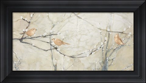 Framed Budding Pussy Willow with Birds Print