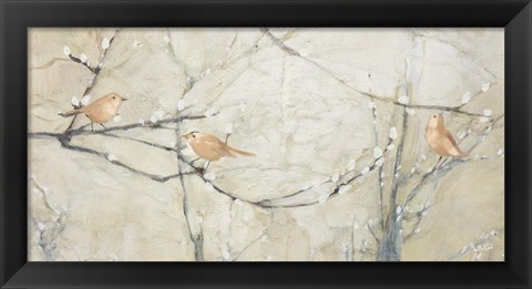 Framed Budding Pussy Willow with Birds Print