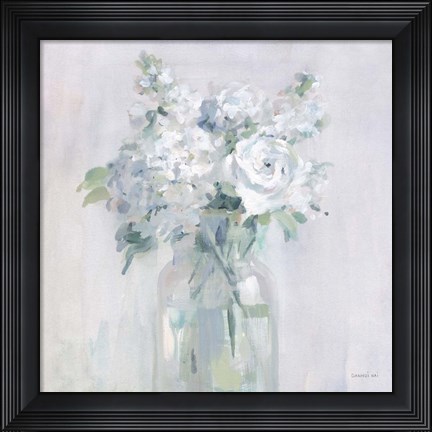 Framed Shades of White Bouquet Print