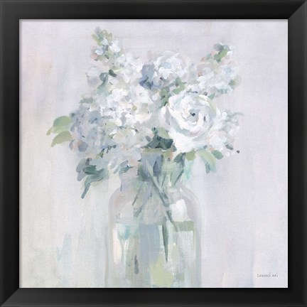 Framed Shades of White Bouquet Print