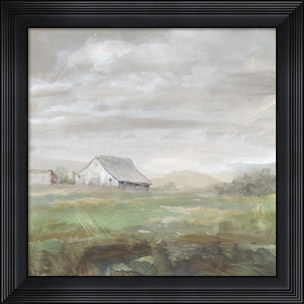 Framed White Barn Fields Print