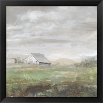 Framed White Barn Fields Print