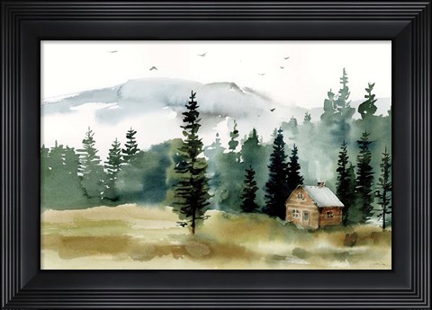 Framed Cabin in the Woods Print