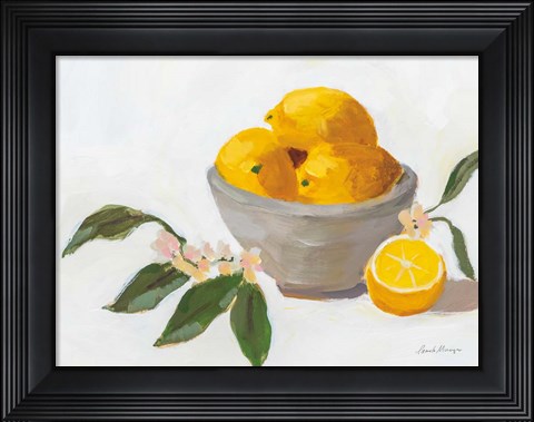 Framed Lemons in Grey Bowl Print