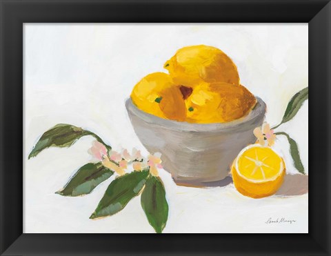 Framed Lemons in Grey Bowl Print