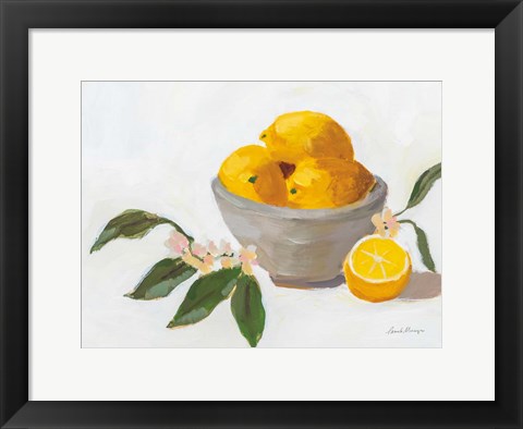 Framed Lemons in Grey Bowl Print