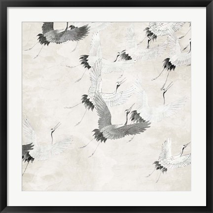 Framed Cranes In Flight Print