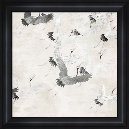 Framed Cranes In Flight Print