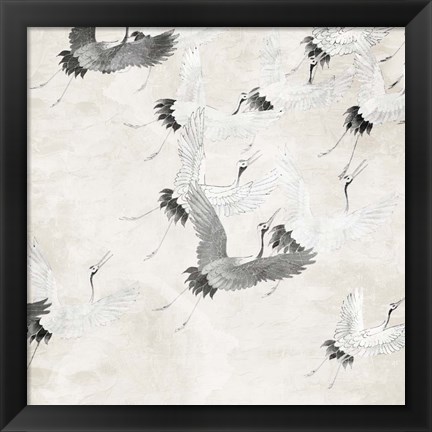 Framed Cranes In Flight Print