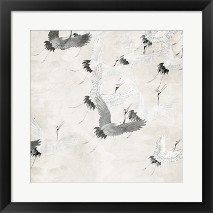 Framed Cranes In Flight Print