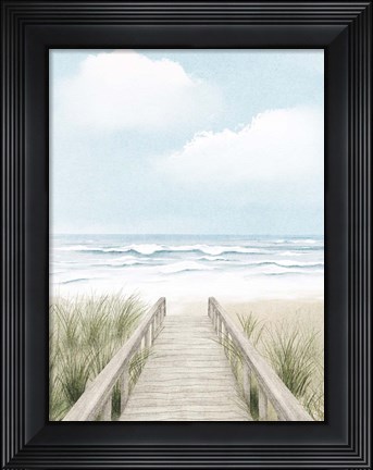 Framed Wooden Path To The Beach Print