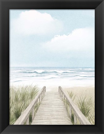 Framed Wooden Path To The Beach Print