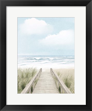 Framed Wooden Path To The Beach Print