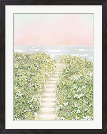 Framed Floral Path To The Beach Print