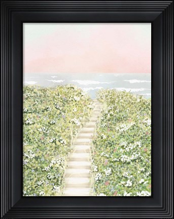 Framed Floral Path To The Beach Print