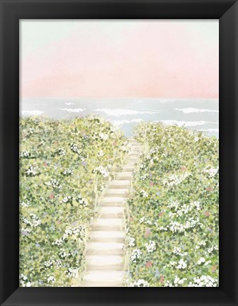 Framed Floral Path To The Beach Print