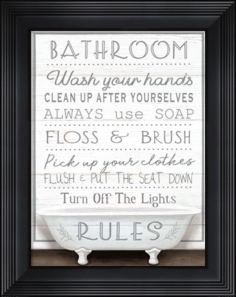 Framed Bathroom Rules Print