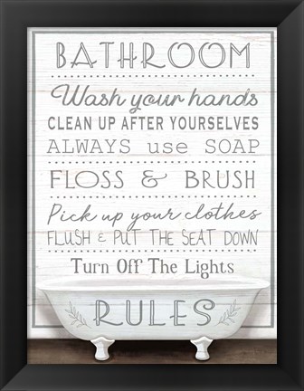 Framed Bathroom Rules Print