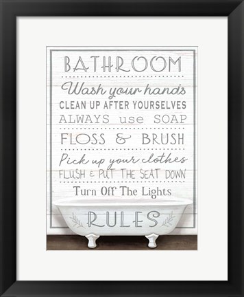 Framed Bathroom Rules Print