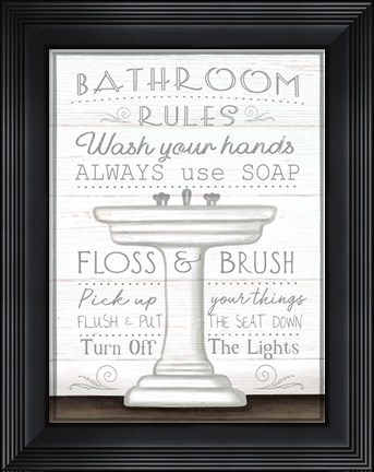 Framed Bathroom Rules Print
