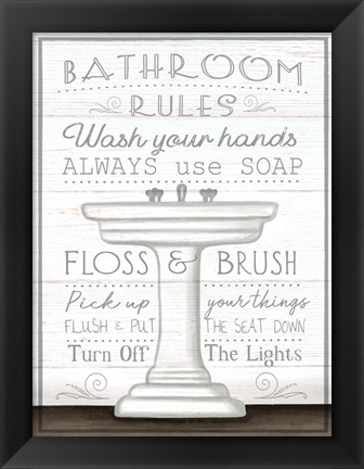 Framed Bathroom Rules Print