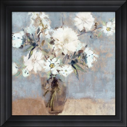 Framed Soft Blue Bouquet Print