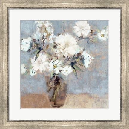 Framed Soft Blue Bouquet Print