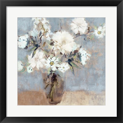 Framed Soft Blue Bouquet Print