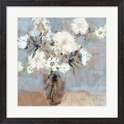 Framed Soft Blue Bouquet Print