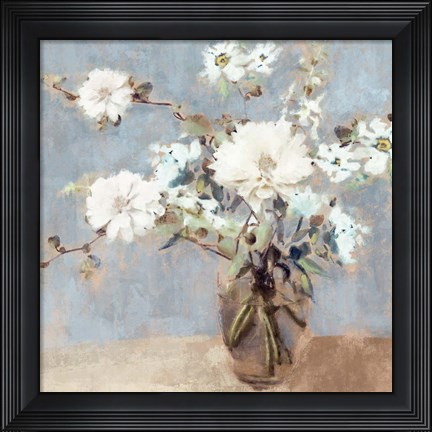Framed Soft Blue Bouquet II Print