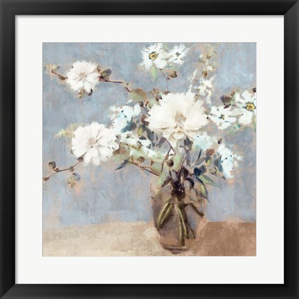 Framed Soft Blue Bouquet II Print