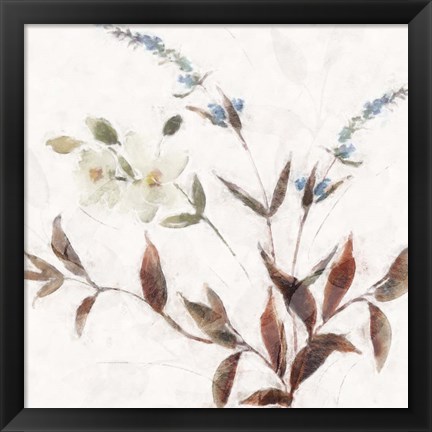 Framed Neutral Wild Flowers II Print