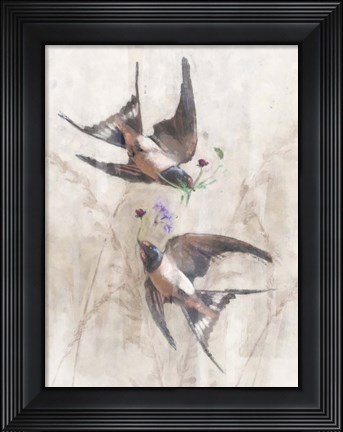 Framed Playful Swallows Print