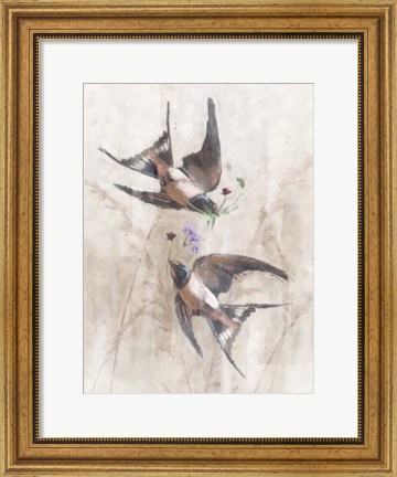 Framed Playful Swallows Print