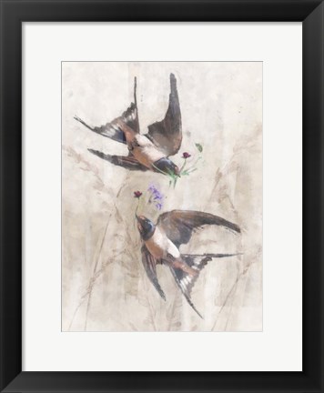 Framed Playful Swallows Print