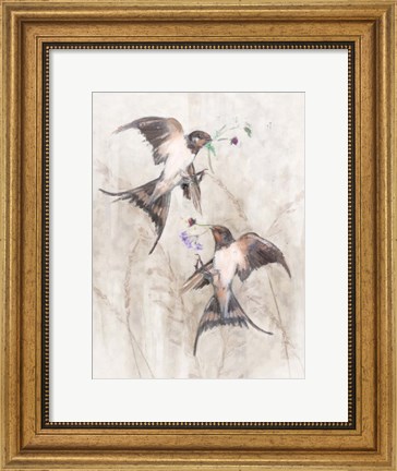 Framed Playful Swallows II Print