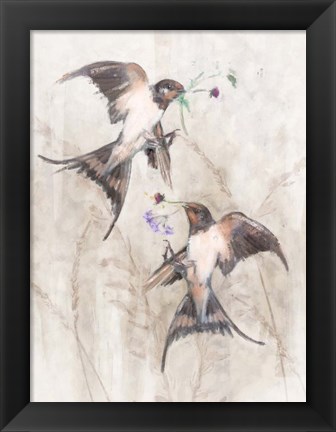 Framed Playful Swallows II Print